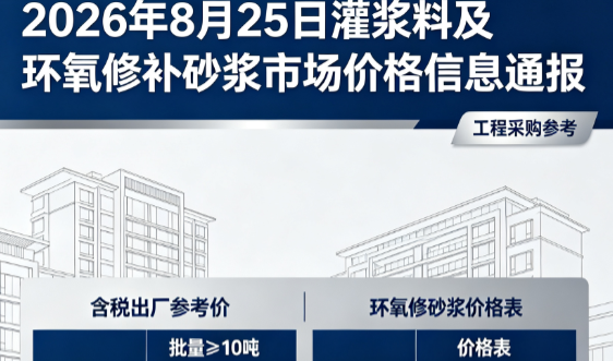海曙2026年8月25日灌浆料及环氧修补砂浆市场价格信息通报